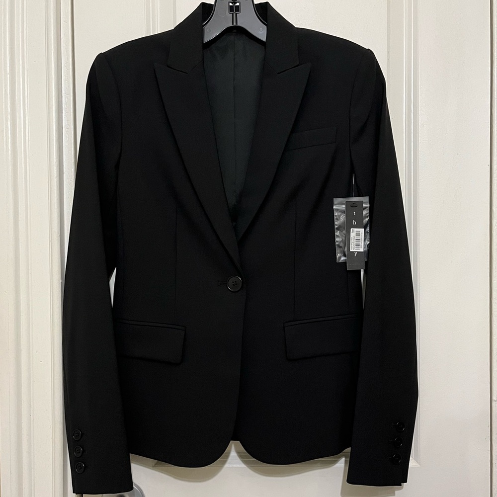 Theory NWT Black Gabe B Tailor Wool Blazer Sz 00